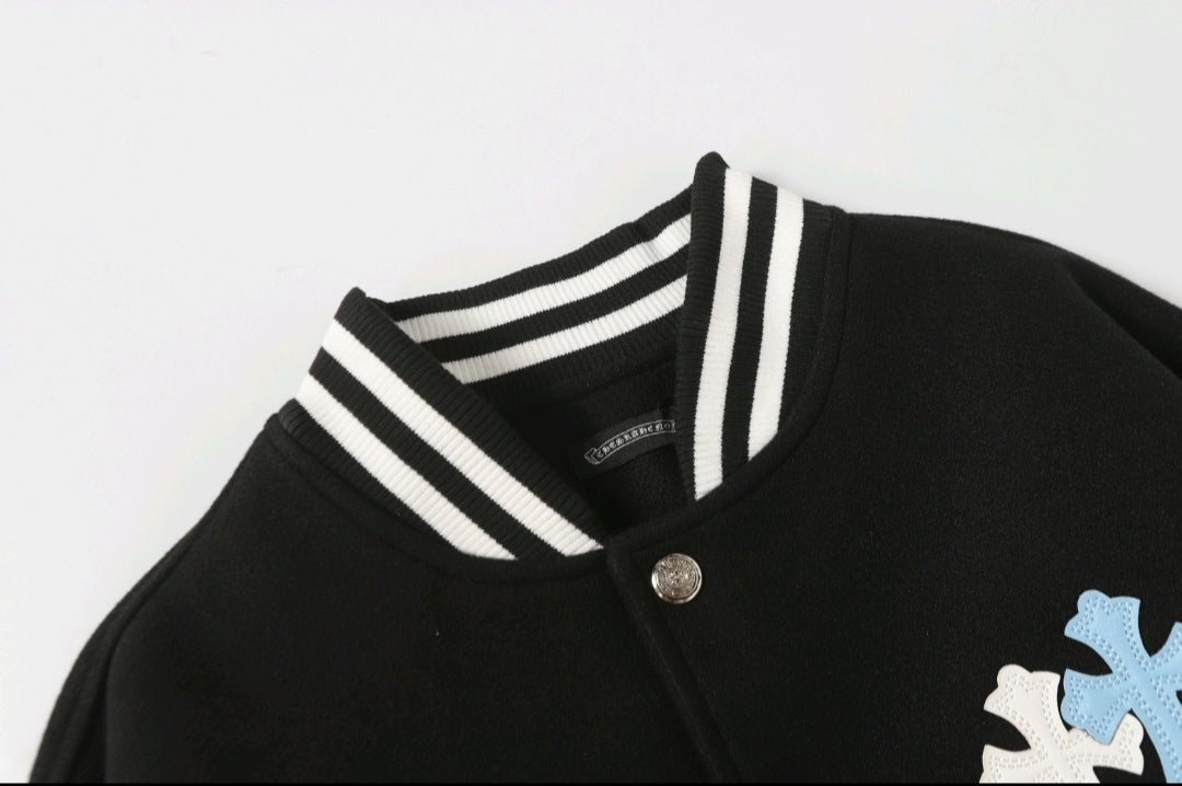 Black White Street Style Baseball Coat 0002